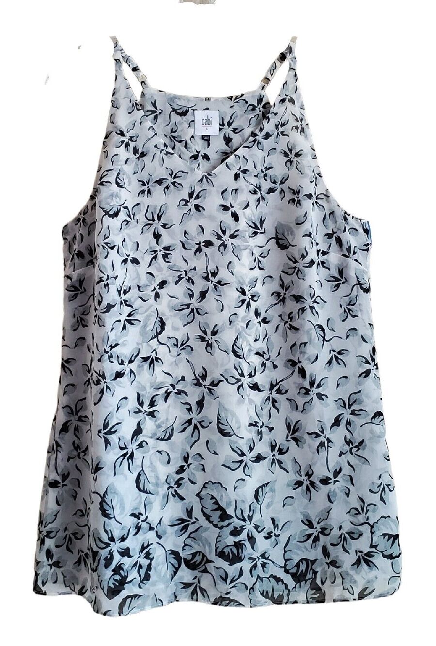CAbi Women's S Camisole Terrace Top Black Gray White Adjustable Straps Bust 36"